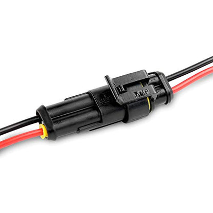 Nilight - 50020R 2Pin Way 16AWG Waterproof Wire 1.5mm Series Terminal Connector-10 Pack,2 Years Warranty - size: 2Pin Wire Harness 10Sets