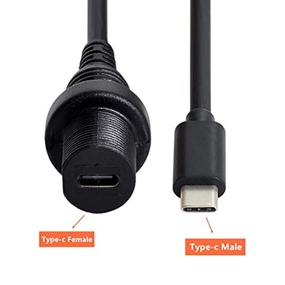 chenyang USB 3.1 Gen 2 10Gbps Flush Mount USB C Male to Female Extension Cable for Car Dashboard Panel Mount Waterproof Dustproof Round - style: USB 3.1 Type C Round