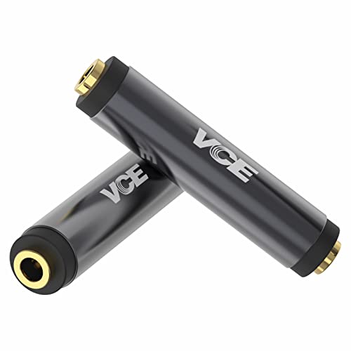 VCE VCELINK 3.5mm Female to Female Adapter with 1/4" to 1/8" Adapter, 3.5mm 1/8 inch Male to 6.35mm 1/4 inch Female Audio Jack Gold Plated