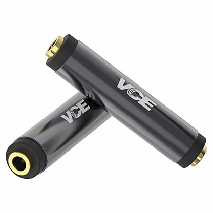 VCE VCELINK 3.5mm Female to Female Adapter with 1/4" to 1/8" Adapter, 3.5mm 1/8 inch Male to 6.35mm 1/4 inch Female Audio Jack Gold Plated