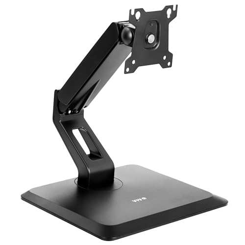 VIVO Premium Single 17 to 32 inch VESA Monitor and Touch Screen Desk Stand with Rotating Base, Freestanding Pneumatic Height Adjustable Arm, 12 inch Maximum Screen Height, Black, STAND-V001R