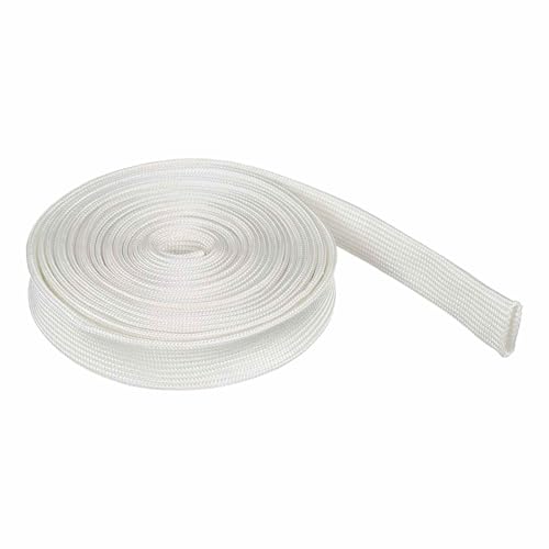 HARFINGTON Braided Sleeving 6.6ft x 3/8" High Temp Fiberglass Braid Cable Sleeve for Automotive Home Office Cables Video Cord Management Cable Protection - size: 6.6ft x 3/8"