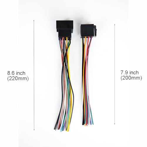16 Pin Universal ISO Car Radio Wiring Harness Adapter - Plug and Play Power Speaker Wire Connector for Aftermarket Stereo Head Unit Installation