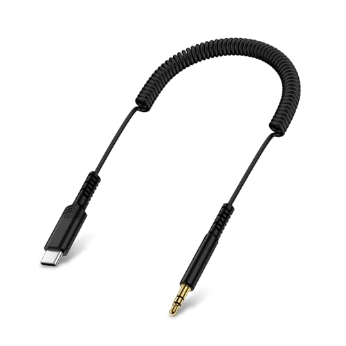 Samsung USB C to 3.5mm Audio Aux Jack Cable for Galaxy A17/A16/A56/A36/A15/S25 Edge/S24 FE/S23/S22/S21/S20 6FT Type C to 3.5mm Headphone Audio Adapter Coiled Car Aux Cord for iPhone 16/15/Pixel 10/9/8