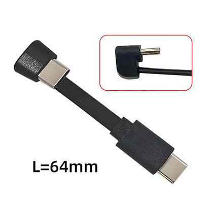 Ultra Slim Flat USB-C Type-C Male to Female Extension Power USB2.0 Data Cable Opposite U Shape Back Angled 65W Fast Charge for Laptop Tablet Phone - style: Male to Male Flat Cable 360 Degree