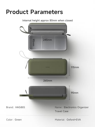 Hagibis Electronics Organizer Travel Case Cable Organizer Bag Pouch Portable Waterproof Carry Case for Cable, Charger,Power Bank, SD Card, Mouse, USB Flash Disk (DPB03 Green)