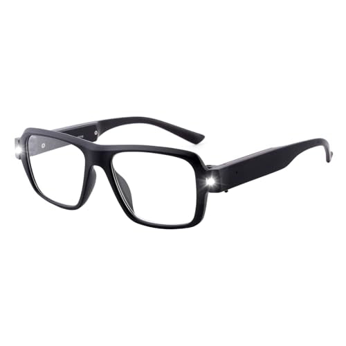 LED Reading Glasses USB Rechargeable, Lighted Readers for Seniors - color: Black