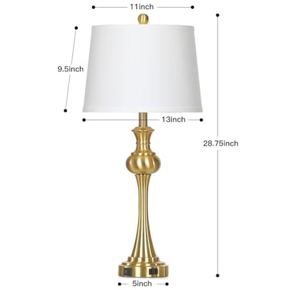 CINSARY Gold Table Lamp for Living Room, 29" Bedside Lamp with USB C+A - color: Gold