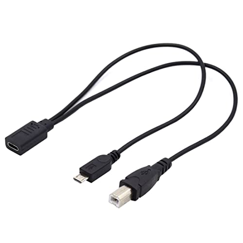 chenyang USB C Splitter Multi Charging Cable,USB C 1 to 2 USB B/Micro USB Charge Extension Cable Supports Charging Two Devices at The Same Time 0.98FT/0.3M - style: USB C to USB B ＆ Micro USB