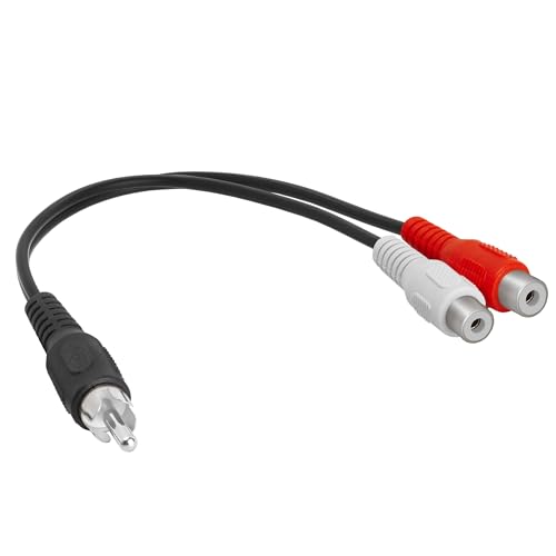 Cmple - One RCA Mono Male to Two RCA Stereo Female Y-Cable, Plug to 2 x Jack Y-Adapter Speaker Splitter Cab - color: 1 RCA M to 2 RCA F, size: Single