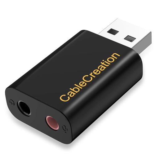 CableCreation USB Audio Adapter with 3.5mm Jack, USB External Stereo Card - color: Black, size: 1-Pack
