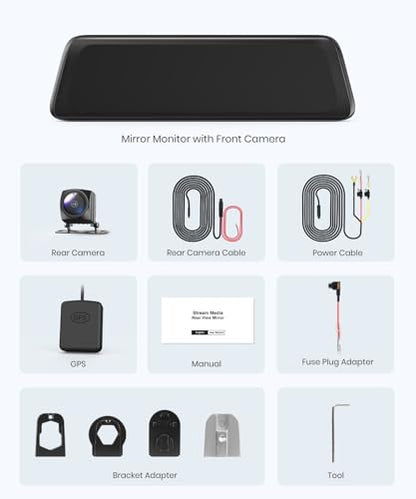 AUTO-VOX Dual 2K OEM Rear View Mirror Camera with Carplay - size: OEM 9.36 Inch