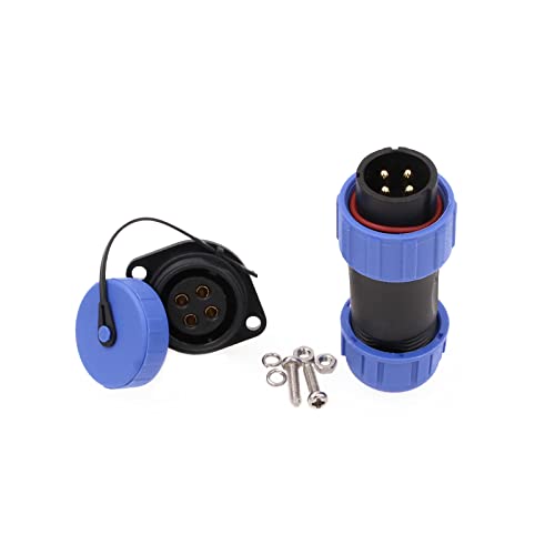 SP21 4 Pin Aviation Circular Waterproof Connector 30A Industrial Threaded Male Cable Plug and Female Screw-Mount Socket Gold-Plated Brass 11AWG for Indoor Outdoor LED Lighting - style: 4pin