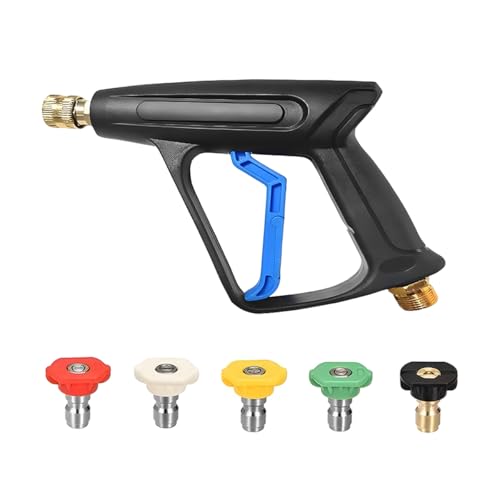 High Pressure Car Washer Gun, 2250PSI Vehicle Cleaning Sprayer Gun with 1/4" Quick Connector, M22-14 Thread Automotive Spray Cleaner Tool with 5 Nozzles, Universal for Vehicles