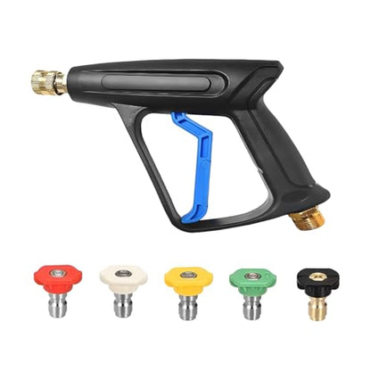 High Pressure Car Washer Gun, 2250PSI Vehicle Cleaning Sprayer Gun with 1/4" Quick Connector, M22-14 Thread Automotive Spray Cleaner Tool with 5 Nozzles, Universal for Vehicles