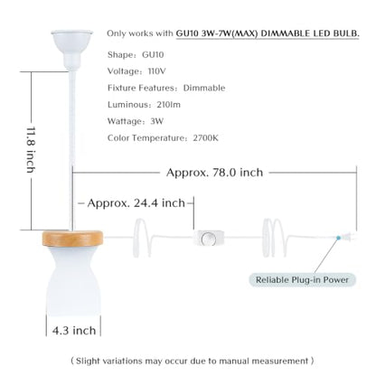 Solfres Patented Innovative Design Headboard Reading Light. No Drilling Golden Book Light for Bedtime Reading. Dimmable LED Book Reading Lamp with Bulb. Movable & Flexible, White - color: White, size: M