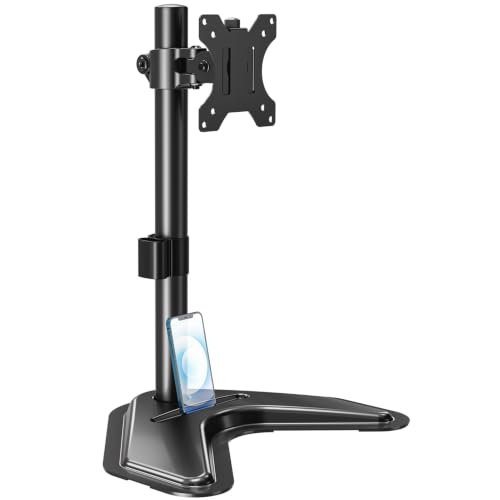 MOUNTUP Single Monitor Stands, Freestanding VESA Monitor Desk Mount fits 13'' to 32'' Computer Screen with Height Adjustable, Swivel, Tilt, Rotation, 17.6 lbs Load, For Home Office, VESA 75x75/100x100 - size: Single, style: Freestanding
