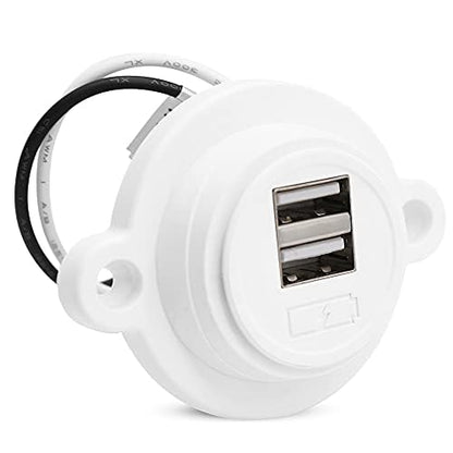 Facon 12V RV USB Charger Socket, Dual RV USB Outlet (5V / 2.4A), Super Slim Wall Mount 12V USB Outlet, for RV Trailer Camper Boat Marine Motorhome, White - color: Super Slim White Dual USB - 5V / 2.4A