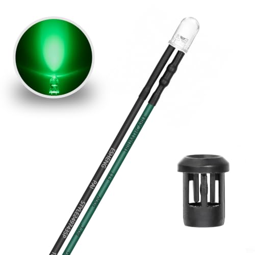 Chanzon 20pcs Pre-Wired 5mm Green LED Diodes + 20pcs LED Holders - color: Green, size: 5mm