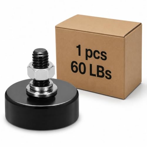 MorningRo 1 Pcs Mounting Magnets Magnetic Bases with Threaded Studs and Nuts Anti-Scratch Magnet Mounts for Lighting Camera Brackets License Plate Outdoor (60lb,0.98inch,M5) - size: 60lb,0.98inch,M5