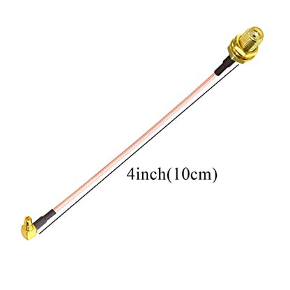 TUOLNK 2PCS SMA to MMCX Coax Cable, SMA Female to MMCX Male Right Angle 90 Degree Extension Coax Cable 4inch(10cm) Extender for Antenna, Radios - size: 4inch SMA Female