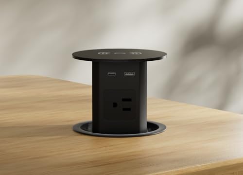 Pop up Outlet,4-inch Hole,4-AC,PD20W USB-C,6ft Cord,Black - color: Black