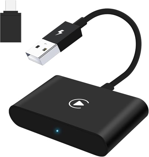 Wireless CarPlay Adapter 2025 Plug & Play Dongle, Upgrade for iPhone 6+ & Cars 2015+, Convert Wired Connection to Bluetooth Apple Interface - color: Black