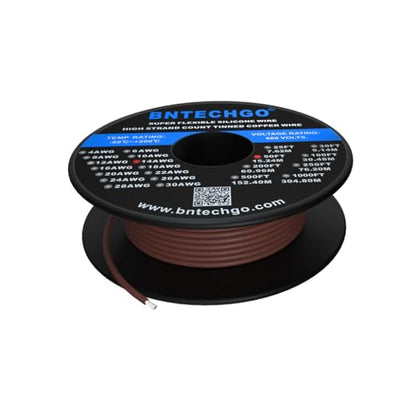 BNTECHGO 14 Gauge Silicone Wire Brown 50ft Stranded Tinned Copper Wire - color: Brown, size: silicone wire 50ft