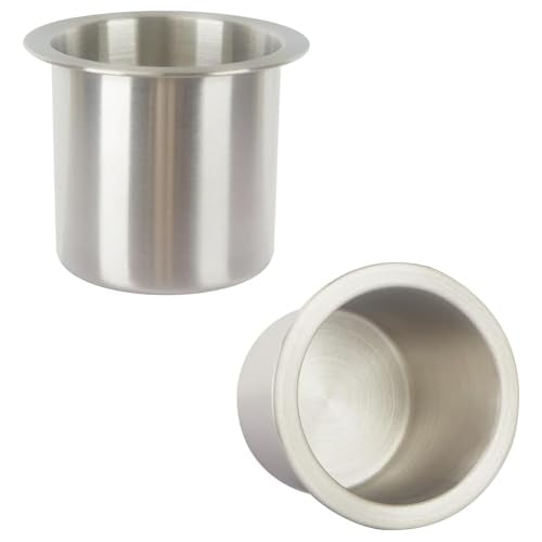 2Pcs Drop-in Cup Holder,304 Stainless Steel Automotive Cup Holders,Silver Poker Table Drink Holder Dining Table Cinema Sofa Yacht Boats Cars Touring RV Car Drop-in Drink Cup Holder - size: Silver,2pcs