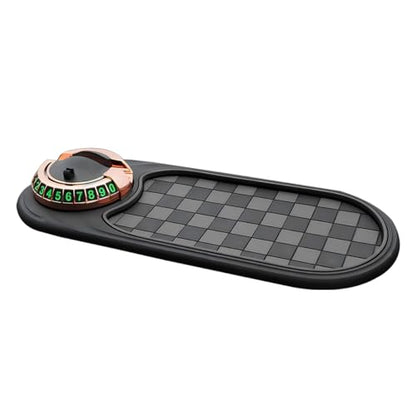 HZEL Car Dash Anti-Slip Pad, 3 in 1 Rotating Vehicle Dashboard Mat with Temporary Parking Number, Anti-Shake Auto Phone Sunglasses Keys Holder Organizer Pad, Universal Fit (Black/Gray/Gold) - color: Black/Gray/Gold
