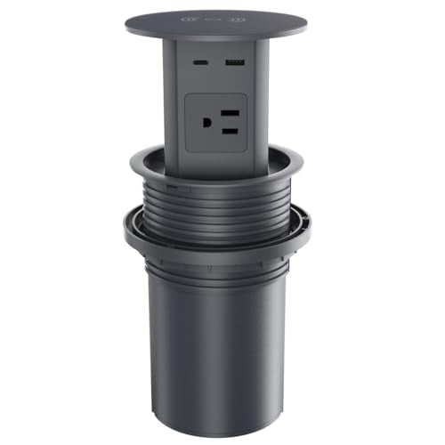 Pop up Outlet,4-inch Hole,4-AC,PD20W USB-C,6ft Cord,Grey - color: Grey