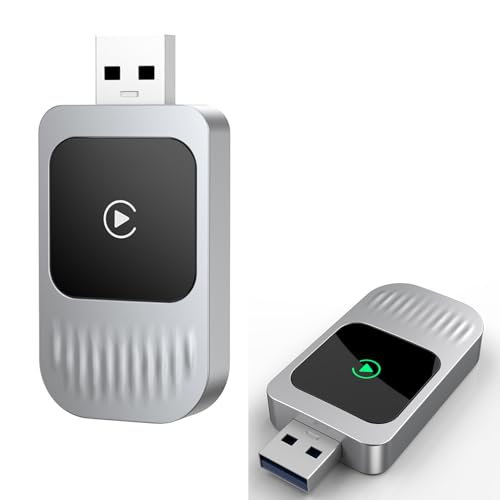 Mini Wireless CarPlay Adapter for Factory Wired CarPlay Vehicles, Convert Wired to Wireless CarPlay, USB-A/USB-C, Low Latency Bluetooth/WiFi Connection for iPhone iOS 10+ (iPhone 6 & 6+) (Silver)
