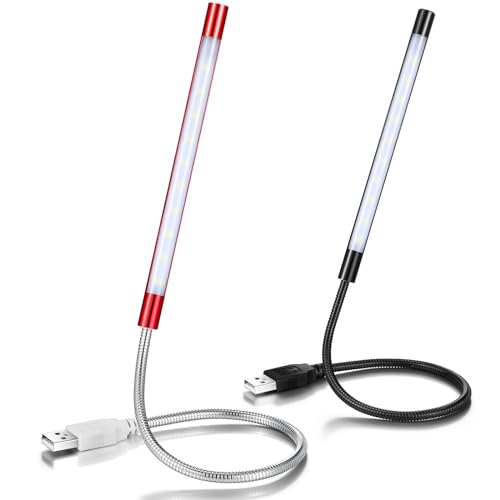 Tujoe 2 Pcs USB LED Gooseneck Light for Laptop Keyboard,Red - color: Black, Red