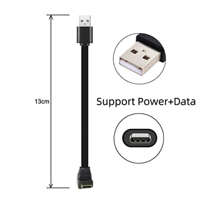 chenyang USB C Short Flat Cable, USB 2.0 Type A Male to USB C Male 90 Degree UP Angled 4 Wires 5V 2A Charge Data Extension Silicone Cable 4 Wires 30AWG 13cm - style: USB 2.0 Type-A to Type-C UP Angled