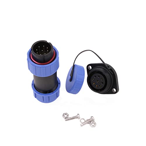 SP21 9 Pin Waterproof Industrial Power Connector Male Cable Plug and Female Screw-Mount Socket Aviation Circular Quick Disconnect Corrosion Resistance for LED Automotive Solar Generator - style: 9pin