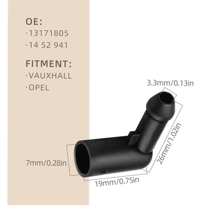 2PC Windshield Washer Hose Connector, Car Windscreen Wiper Water Hose Connector, 90 Degree Bend, Right Angle Pipe Connector, for VAUXHALL/OPEL (Pack of 2) - size: 0.75 inches x 1.02 inches (Pack of 2)