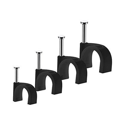 Abnii Cable Nails Clips, 400 Pcs, 4mm 6mm 8mm 10mm, Wire Wall Clips, Black - color: Black, size: 4/6/8/10mm-400pc