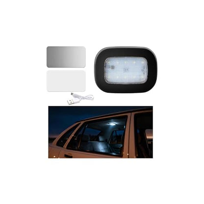 Car Interior Ceiling Roof Lights, 10LED Magnetic USB Rechargeable Vehicle Dome Lamp, Wireless Battery Powered Automotive Roof Lights, Universal for SUV Caravan Truck (Black) - color: Black