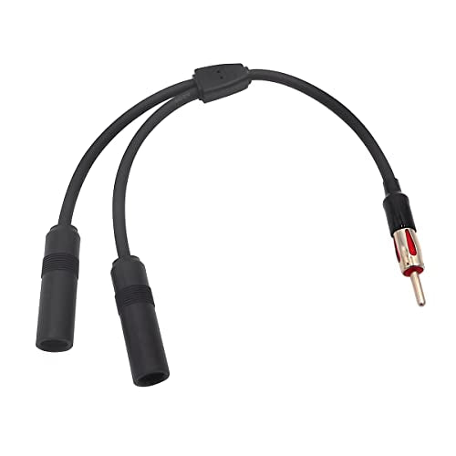 12 Inch AM FM Radio Antenna Splitter, 1 Male to 2 Female