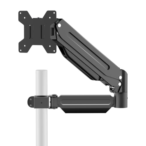 suptek Single Monitor Arm for Desk Mount Stand,Adjustable Monitor Arm for 17 to 32 inch Screen, Support Weight up to 22lbs, Mounting Holes 75x75mm to 100x100mm, ,Pneumatic Pole Mount Arm Black - size: Pole Mount Arm