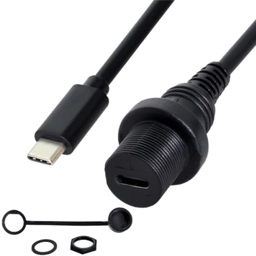 chenyang USB 3.1 Gen 2 10Gbps Flush Mount USB C Male to Female Extension Cable for Car Dashboard Panel Mount Waterproof Dustproof Round - style: USB 3.1 Type C Round