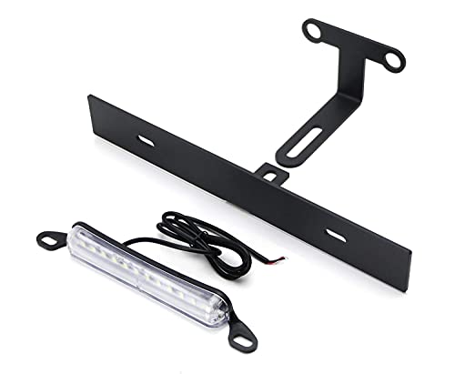 iJDMTOY Rear Spare Tire Mount License Plate Relocator Bracket w/ 12-SMD LED License Plate Light Compatible With Jeep 2007-2017 Wrangler JK