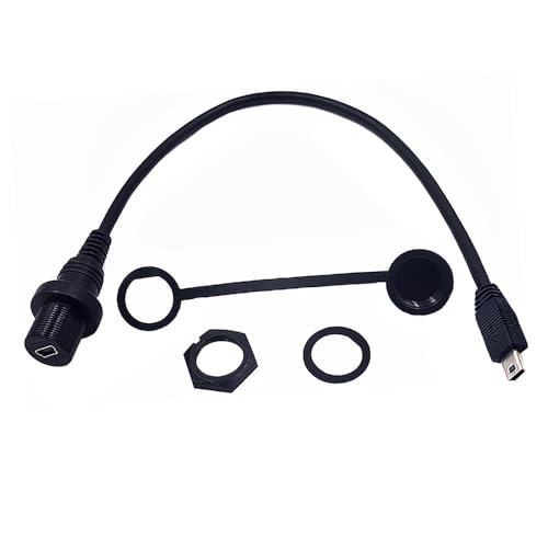 Mini USB 5 Pin Flush Mount Cable 1ft, Male to Female Extension Dashboard Panel Adapter Extender Cable for Car Truck Boat Motorcycle