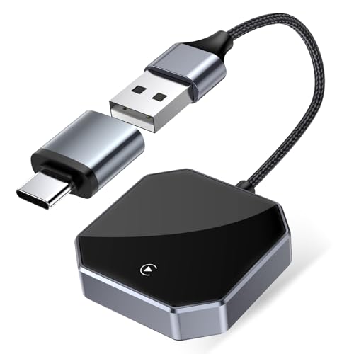 Wireless CarPlay Adapter for Apple iPhone - Fast Auto-Connect, Plug & Play - Converts Wired to Wireless Car Play Adapter - No Latency from iOS 10+ to Screen，w/USB C Convert