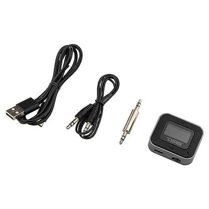 DS18 BTR2D 2 in-1 Wireless Bluetooth 5.0 Transmitter Receiver for Car, Home, TV, PC, Headphones - Dual Devices Simultaneously - up to 12HR Usage - Wireless Audio Adapter 3.5mm Aux with LCD Screen