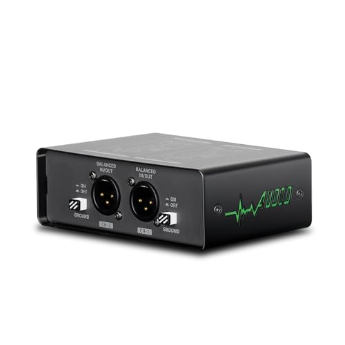 XLR-BOX Dual Channel Audio Noise Isolator/Buzz Canceller Does Not Affect Bass，Aluminum Housing Grounding Loop Noise RCA Isolator, Suitable for HiFi Stereo Home Theater Car Audio Players RCA/XLR/6.35