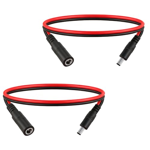 1.6FT DC 5.5mm×2.5mm 14AWG Male to Female DC Power Extension Cable 2pcs - size: 1.6FT