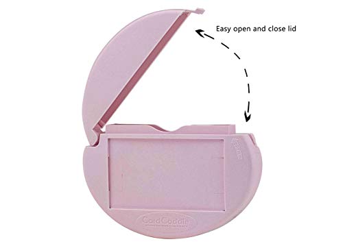 Vehicle Business Card Bin with Lid Holds 3.5" x 2" Contact Information Cards Stick On Advertising Box Light Pink Plastic On The Go Caddy by Marketing Holders - color: Mary Kay Pink