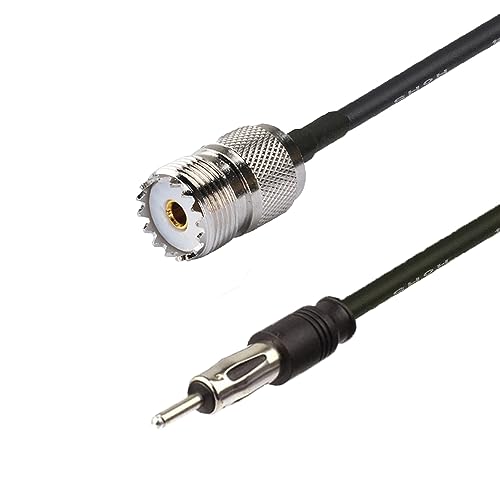 UHF Female to DIN AM/FM Male Adapter RG174 Coax Cable 20 inches Pigtail Jumper Antenna Extention - color: UHF Female to AM/FM male