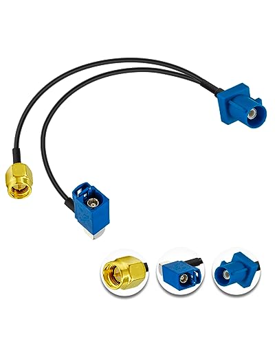 Fakra C GPS Antenna Extension Coaxial Cable Fakra C Male to SMA Male and Fakra C Female Y Type Pigtail Cable RG174 12in/30cm for Car Radio